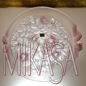 NEW Vintage Mikasa Floral Etched Glass Plate – Pink Accents, Made in Germany